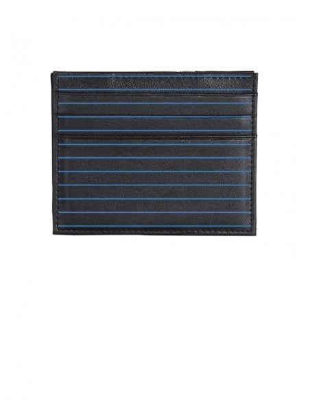 Portafoglio Pattern Edition Linee Orizzontali Blu Chiaro Su Nero